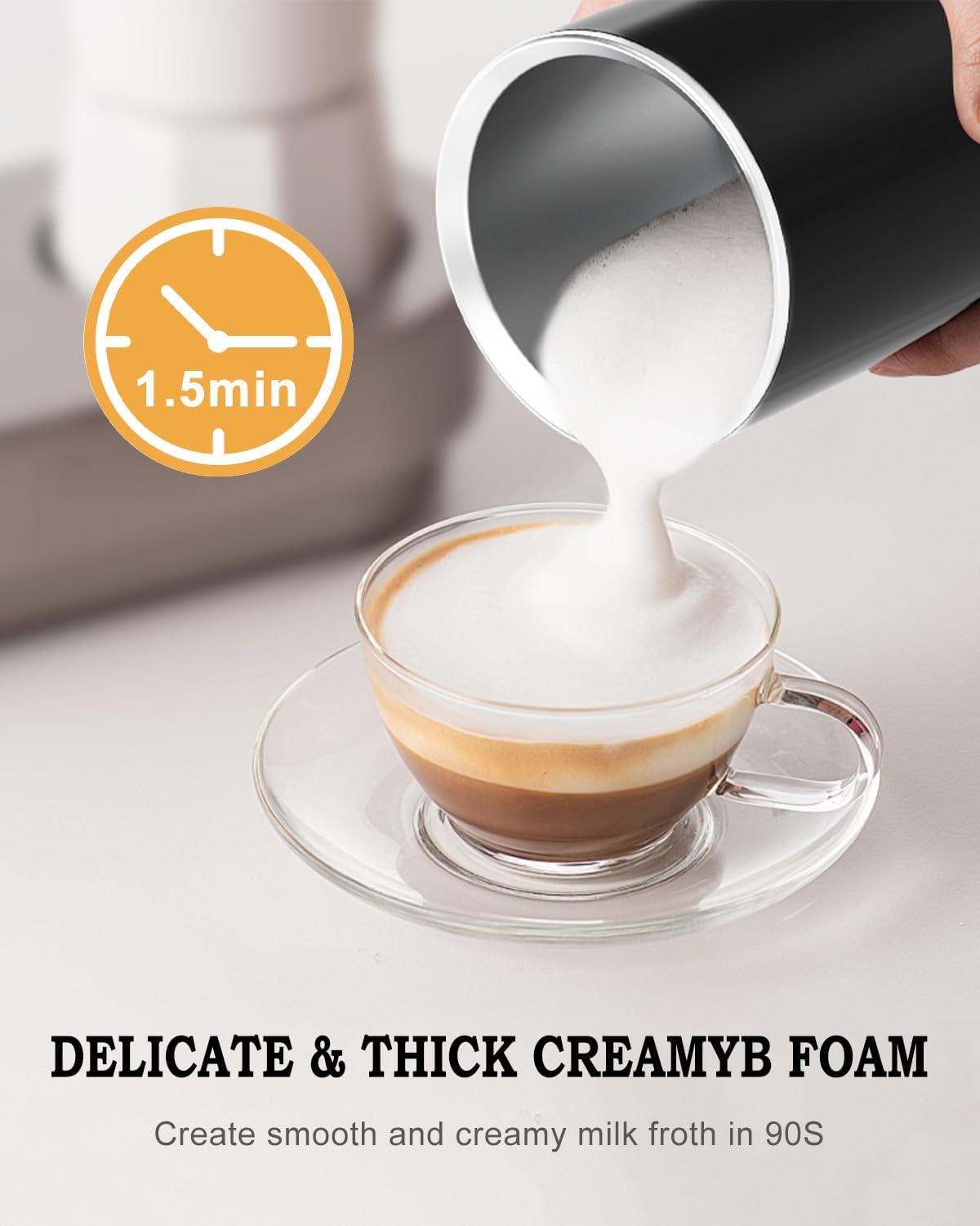 ZACME Milk Frother, 4 in 1 Electric Milk Steamer, Automatic Hot and Cold Foam Maker and Milk Warmer for Coffee, Latte, Cappuccino,Hot Chocolate, Macchiato - PuriLite