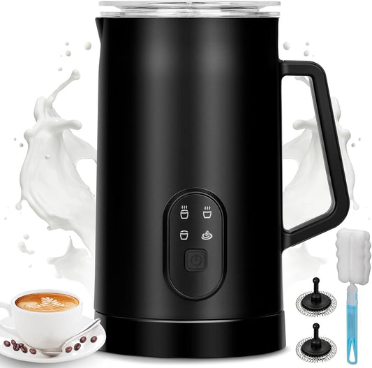 BEAUGIREW 4 in 1 Milk Frother Electric Milk Frother and Steamer with Hot and Cold 350 ml/11.8 oz Coffee Frother Automatic Foam Maker with Cleaning Brush for Latte Cappuccino Macchiato Hot Chocolate