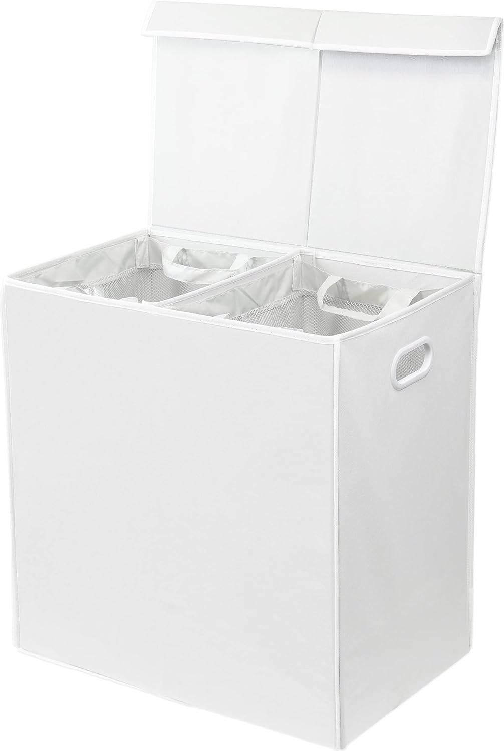 SimpleHouseware Double Laundry Hamper with Lid and Removable Laundry Bags, Beige