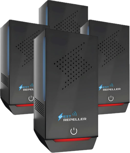 Ultrasonic Pest Repeller, 2025 Newest Electronic Pest Repellent, Indoor Ultrasonic Repellent for Roach, Rodent, Mouse, Bugs, Mosquito, Mice, Spider, Electronic Plug in Pest Control 4 Pack (Black)