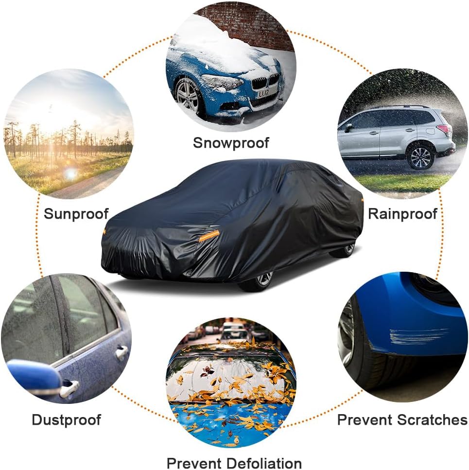 Kayme 7 Layers Car Cover Custom Fit for Mazda Miata MX-5 MX5 (1990-2025) Waterproof All Weather for Automobiles, Outdoor Full Cover Rain Sun UV Protection.Black