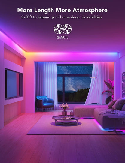 Govee RGBIC LED Strip Lights 100ft, Smart LED Lights Work with Alexa and Google Assistant, App Control Segmented DIY Multiple Colors, Color Changing Lights, LED Lights for Bedroom (NOT Waterproof)