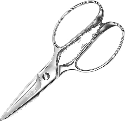 MITSUMOTO SAKARI 8" Heavy Duty Kitchen Scissors, All Steel Shears | Micro-Serrated Blades, Magnetic Base, Multi-Purpose, All-Steel Japanese Kitchen Shears, Ergonomic, Rust-Proof