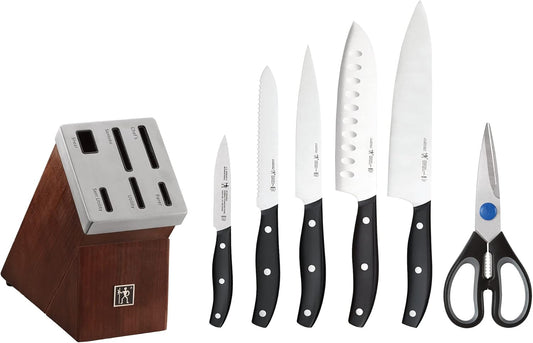 HENCKELS Definition 7 Piece Kitchen Knife Block Set - Professional Cutlery Set, Self Sharpening Knife Block for Chopping, Slicing, Dicing & Cutting