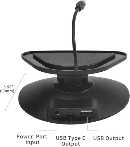 All-New Adjustable Charging Stand for Echo Show 5 (3rd Gen)， Tilt + Swivel Stand Multi Angle Rotation Magnetic Anti-Slip Base for Show 5 Compatible with Mobile Phones ,Can charge Headphones (Black)