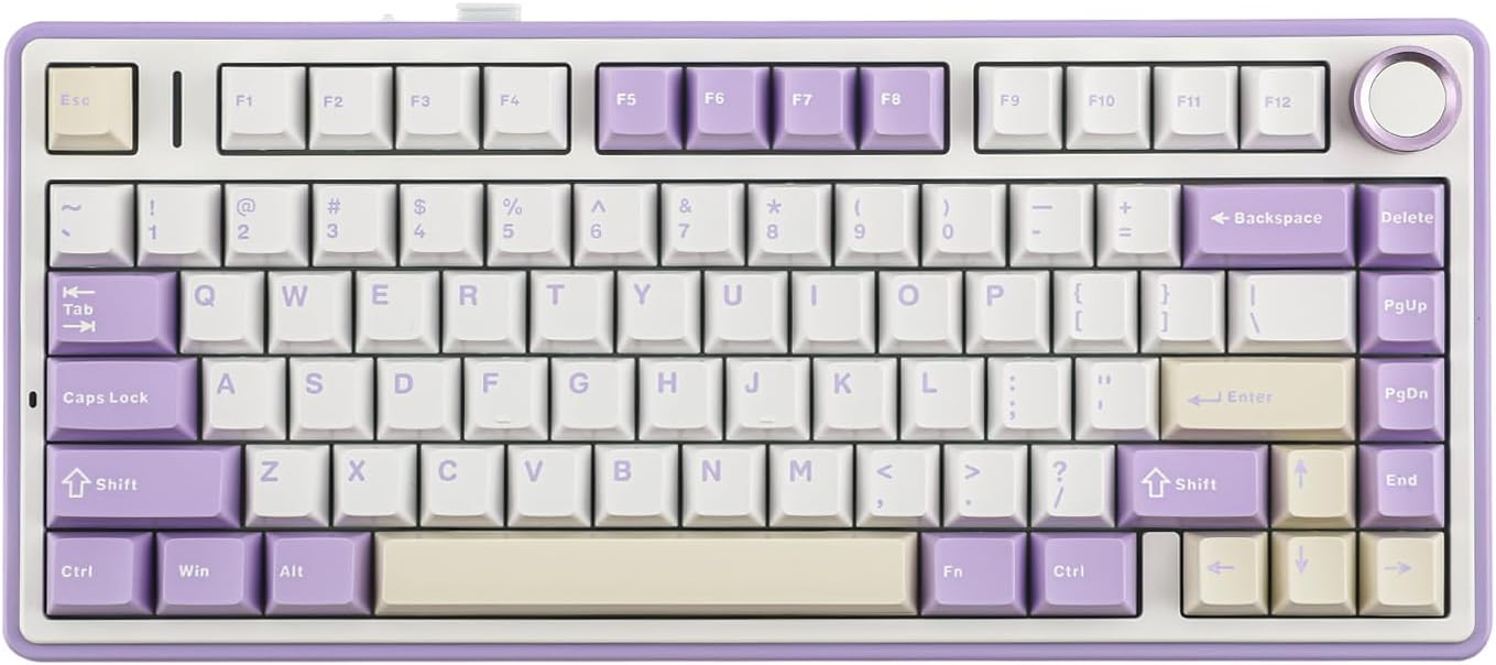 EPOMAKER x Aula F75 Gasket Mechanical Keyboard, 75% Wireless Hot Swappable Gaming Keyboard with Five-Layer Padding&Knob, Bluetooth/2.4GHz/USB-C, RGB (Black Gradient, LEOBOG Reaper Switch)