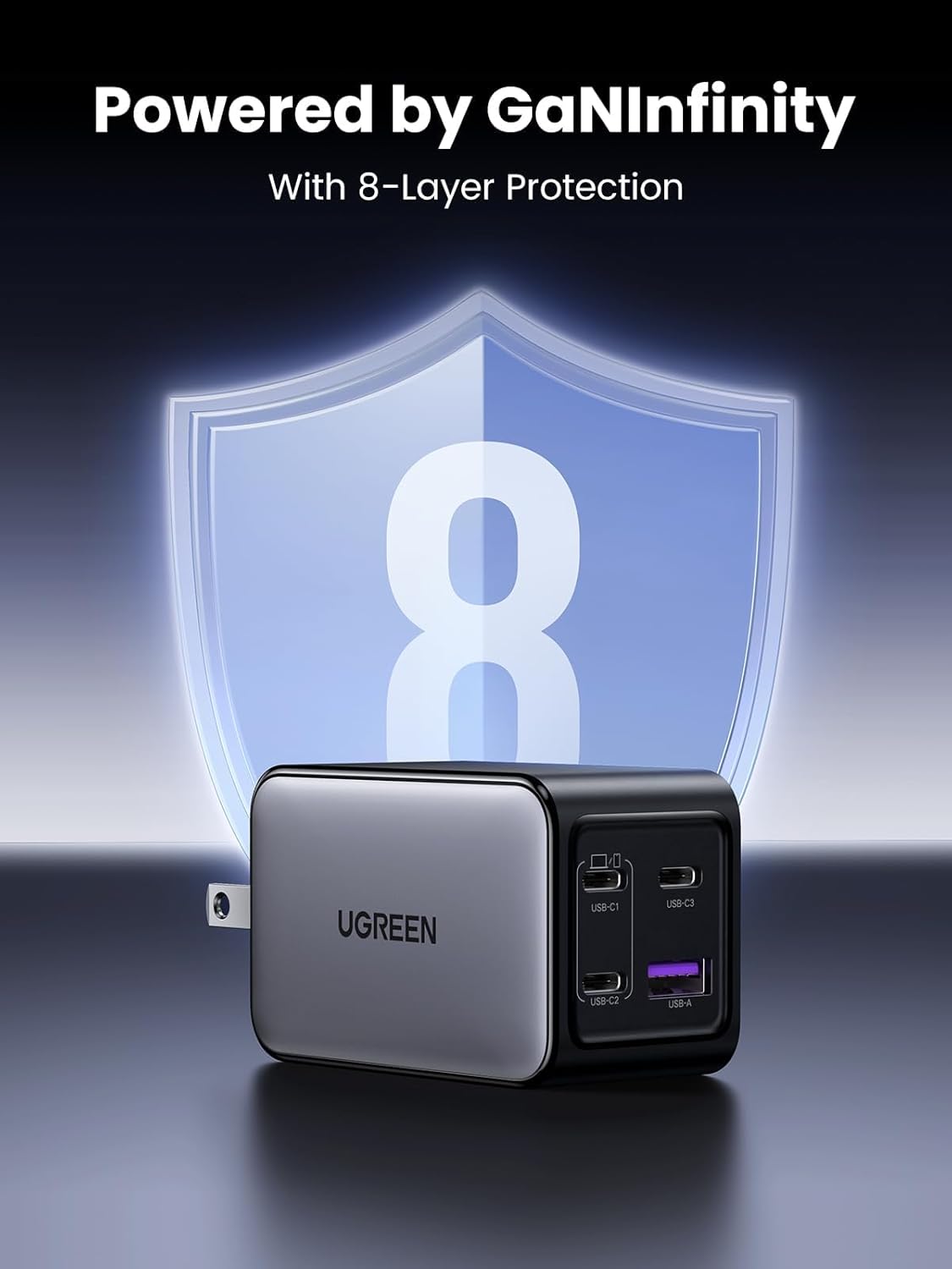 UGREEN Nexode 65W 4 Port GaN Fast Charging Block, 3 Port USB C Fast Compact Wall Charger Compatible with MacBook Pro/Air, iPhone 16 15 14 Pro, iPad, Galaxy S25/S24/S23, Pixel 8, Steam Deck