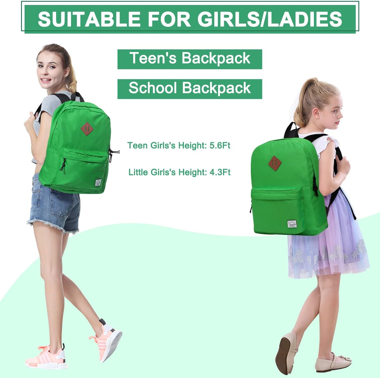 School Backpack for Kids, VASCHY Lightweight Water Resistant Casual Schoolbag Daypack for Men Women Teen Boys Girl Bookbag