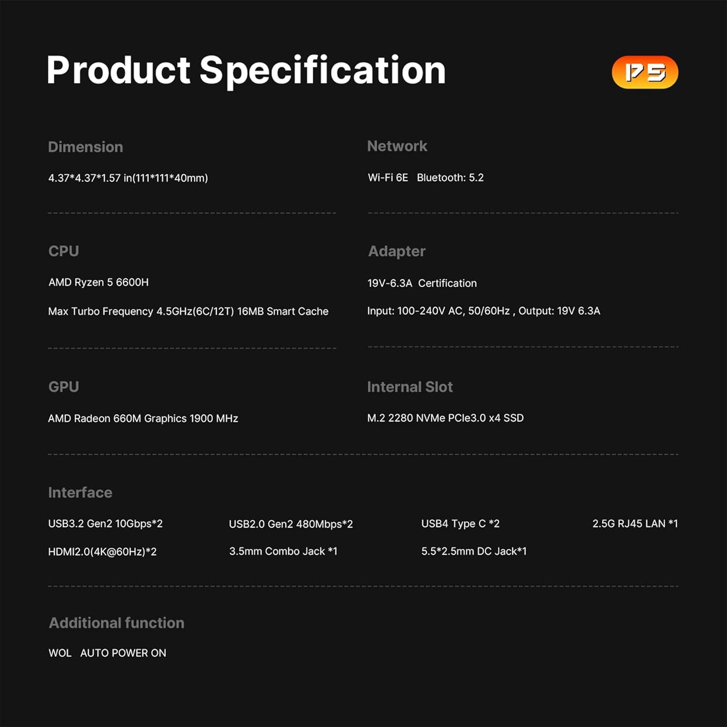 BOSGAME P4 Gaming Mini PC Ryzen 7 5700U 32GB RAM 1TB NVMe M.2 2280 SSD, 11-Pro OS Mini Computers, Micro PC 4K 60Hz Triple Display, HDMI+DP+Type-C, WiFi 6E, BT5.2, PD3.0, Dual 2.5GbE LAN
