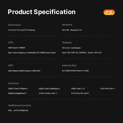 BOSGAME P4 Gaming Mini PC Ryzen 7 5700U 32GB RAM 1TB NVMe M.2 2280 SSD, 11-Pro OS Mini Computers, Micro PC 4K 60Hz Triple Display, HDMI+DP+Type-C, WiFi 6E, BT5.2, PD3.0, Dual 2.5GbE LAN