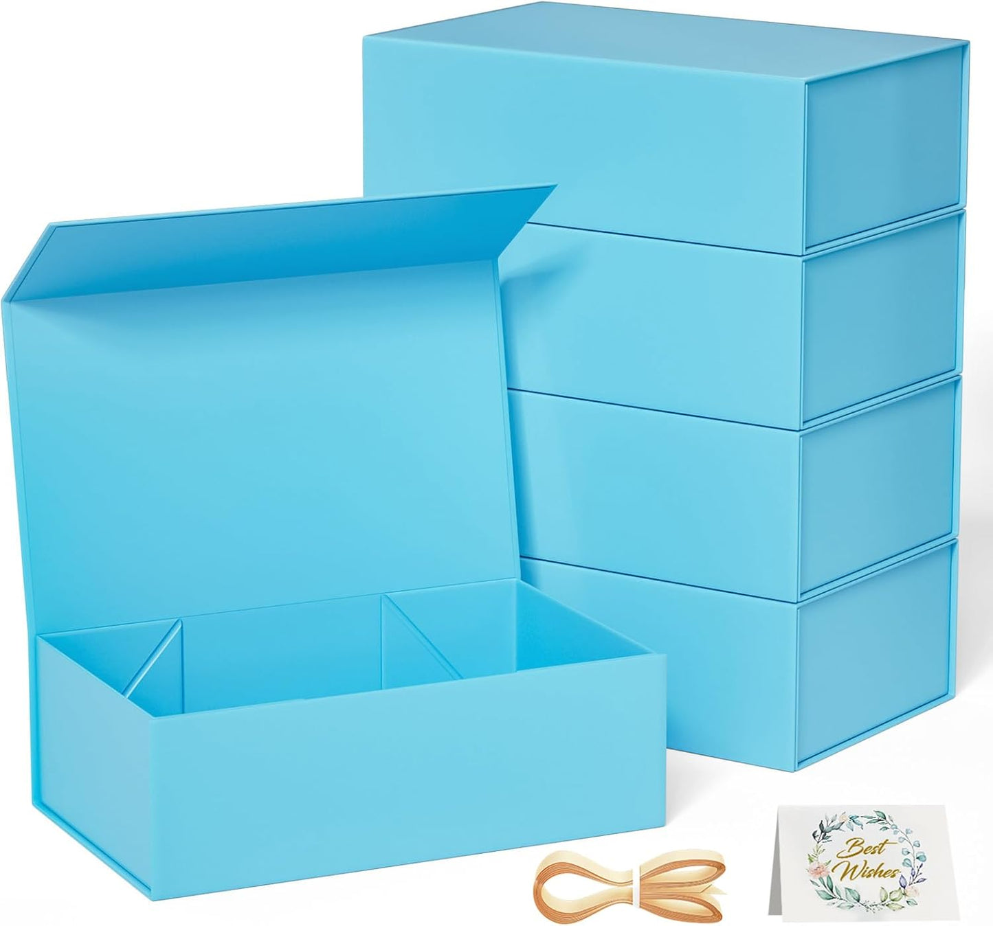 Black Gift Box, 9.5x6x3 Inch Gift boxes for Presents with Lids Magnetic Closure Rectangle Collapsible for Groomsman Proposal Box, Wedding, Christmas, Halloween, Birthday Gifts Packging
