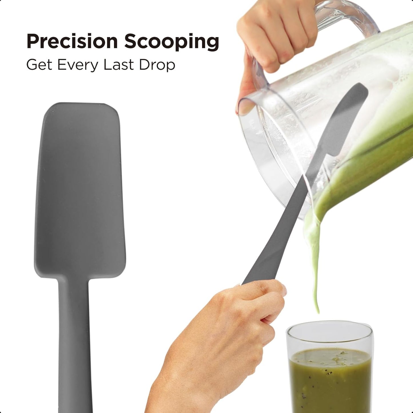 Kitchen Mama WaltzGrip Platinum Silicone Jar and Can Spatula Set: Heat-Resistant, Dishwasher Safe, Ergonomic Grip, Perfect for Mixing and Scraping, Nonstick Cookware (Metal Gray)