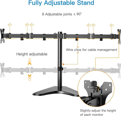 HUANUO Dual Monitor Stand for 13 to 32 Inch Screens, Free Standing Monitor Arm for 2 Screens Holds up to 17.6lbs, Fully Adjustable Dual Monitor Mount with Tilt, Swivel, Rotation, Max VESA 100x100 mm
