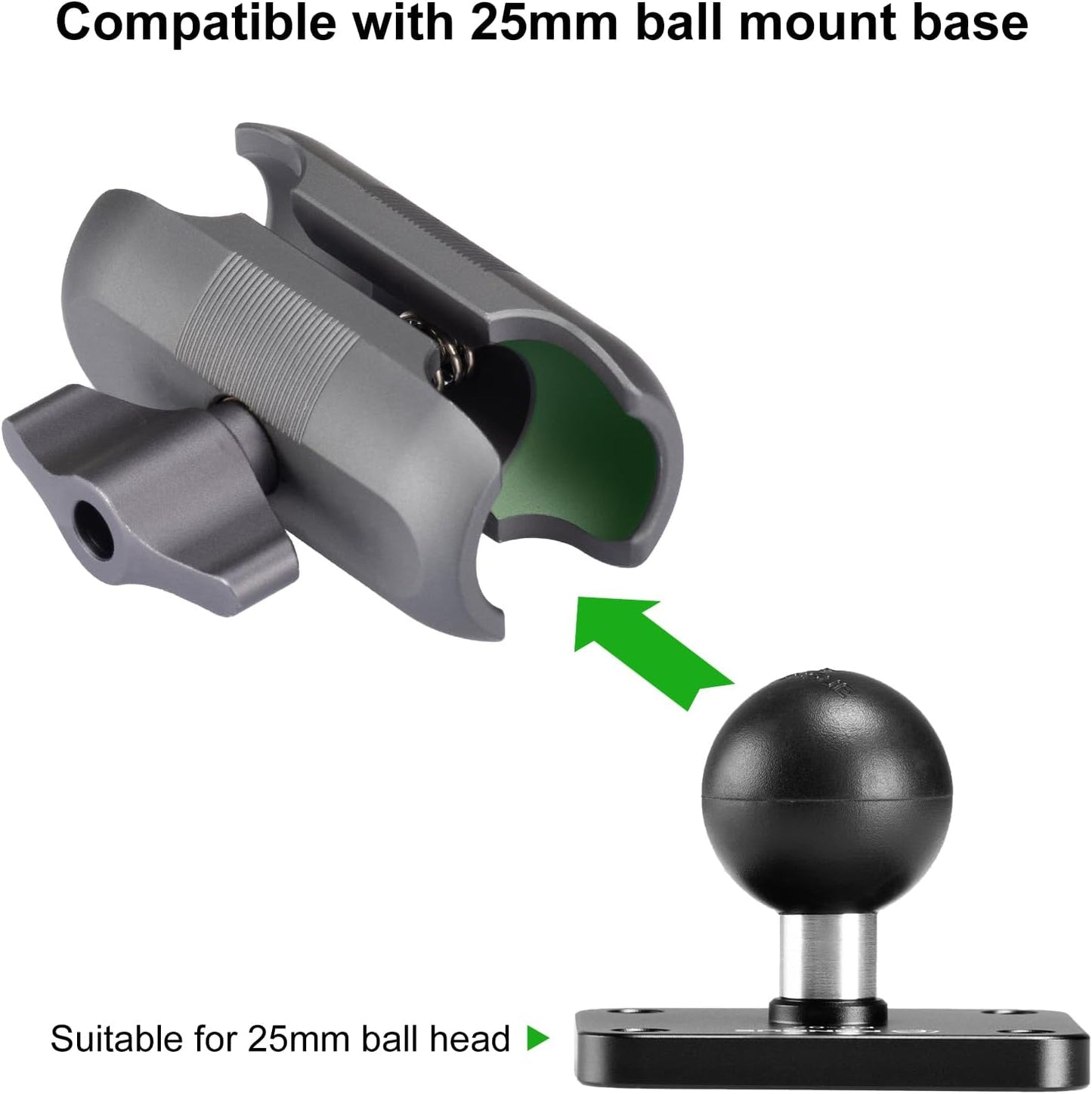 FANAUE Aluminum1'' Ball Mount Base with 4-Hole AMPS Square Plate & 1" Ball Adapter Compatible RAM Mount B Size Double Socket arm and Bike Motorcycle Phone Holder