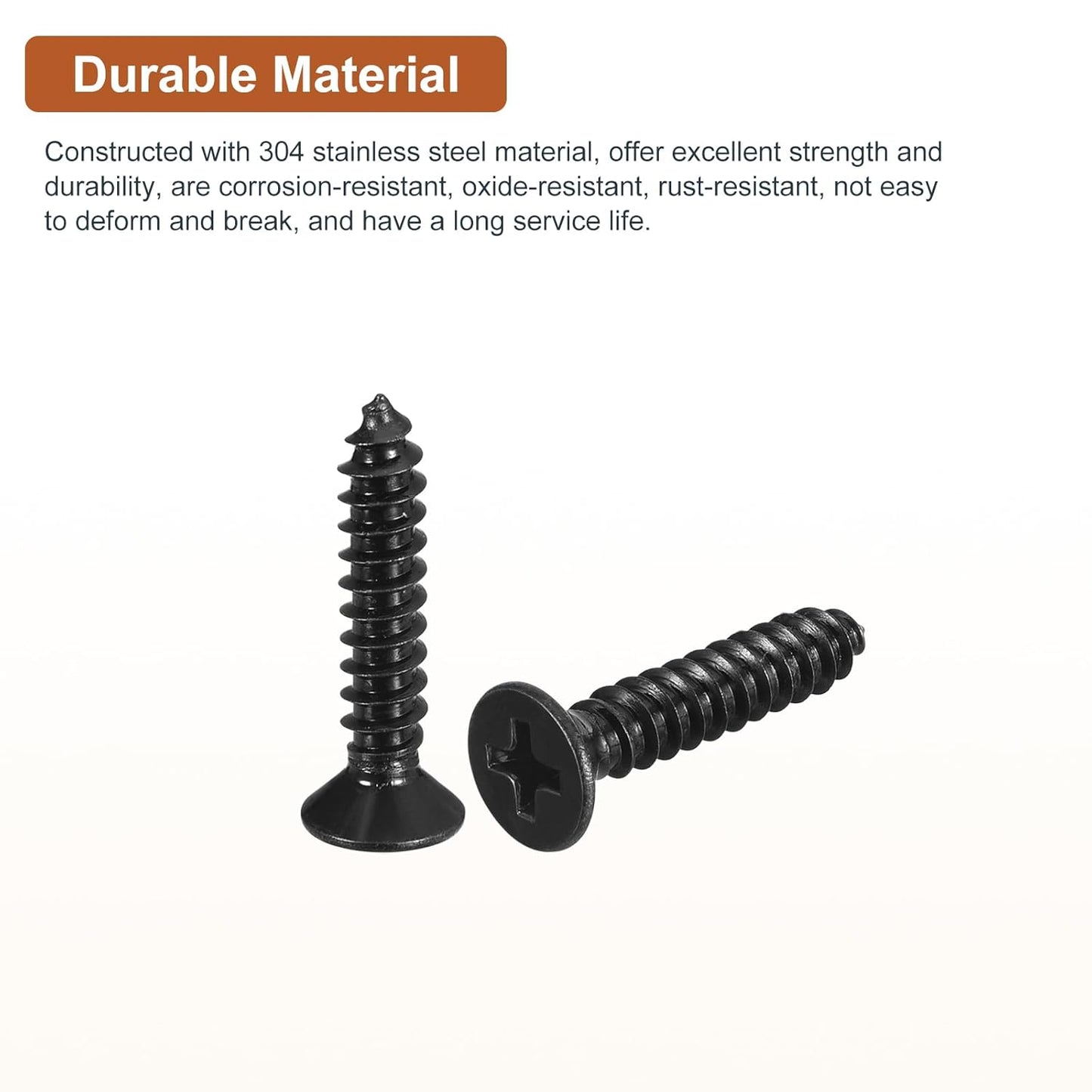 DTGN 100Pcs #8x1 Flat Head Wood Screws, 304 Stainless Steel Phillips Self Tapping Screws - Good for Woodworking, Furniture - Silver