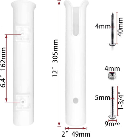 ISURE MARINE 2-Pole Black ABS Plastic Single Tube Multi-Function Fishing Rod Holder, 12" Width, 2" Inlet Diameter