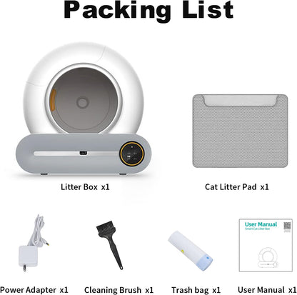 NAHARO Multi-Functional Automatic Cat Litter Box - Self-Cleaning Box Odorless with Real-Time Monitoring and Safety Alarm