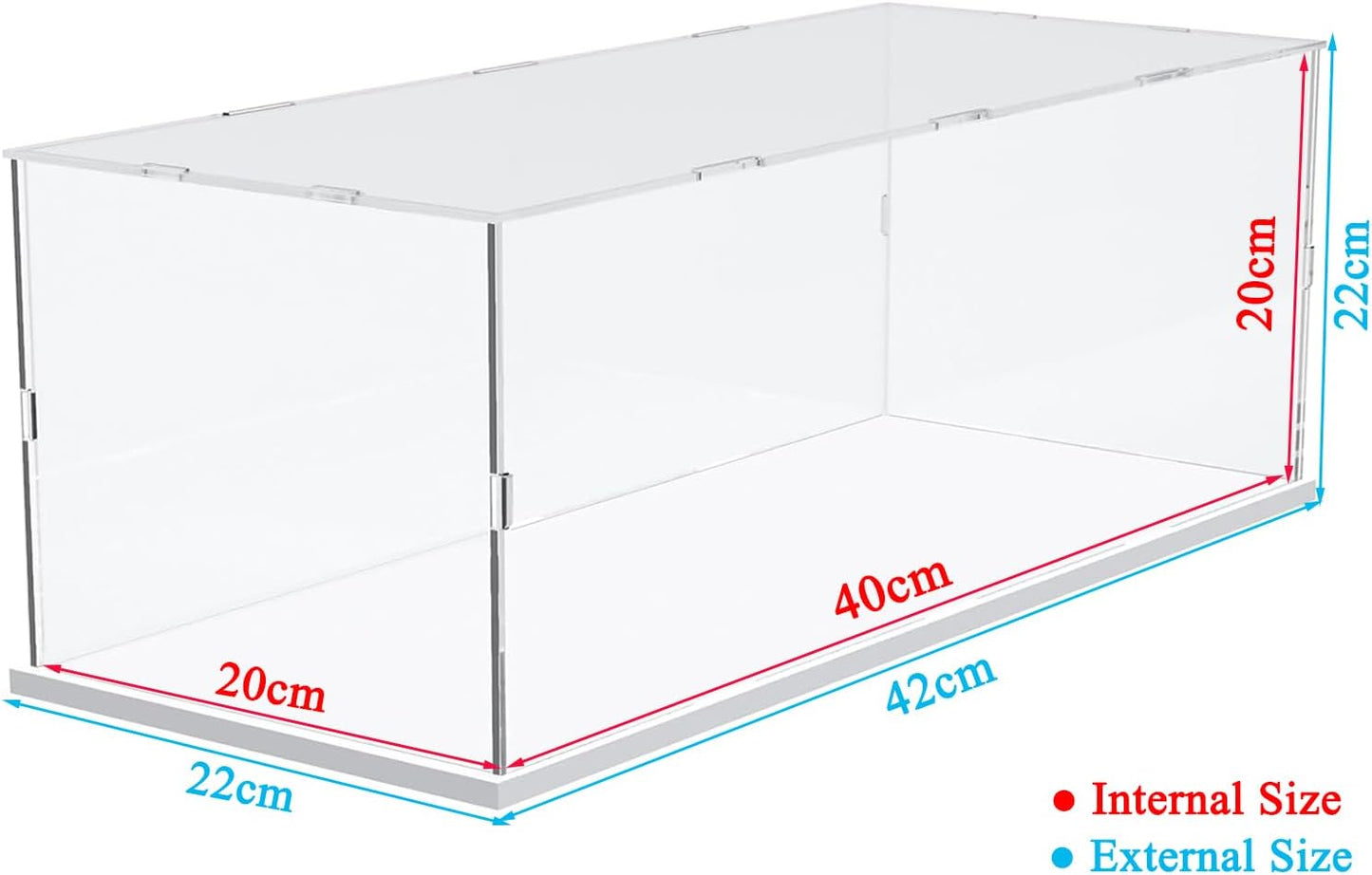 Thickened Clear Acrylic Display Case for Lego 10330 43268 76450 42170 10295 10353 Collectibles, Transparent Box Dustproof Protection with Wood-Plastic Base & String Light, Black Inside 40x20x20cm
