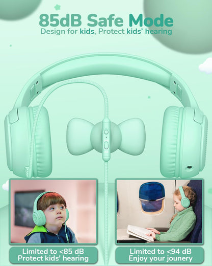 awatrue Kids Headphones with Microphone, Wired Headphones for Kids 85/94dB Safe Volume Limit, Over Ear Headsets, Boys Girls Childrens Headphones for School/Travel/Fire Tablet/BlueOrange