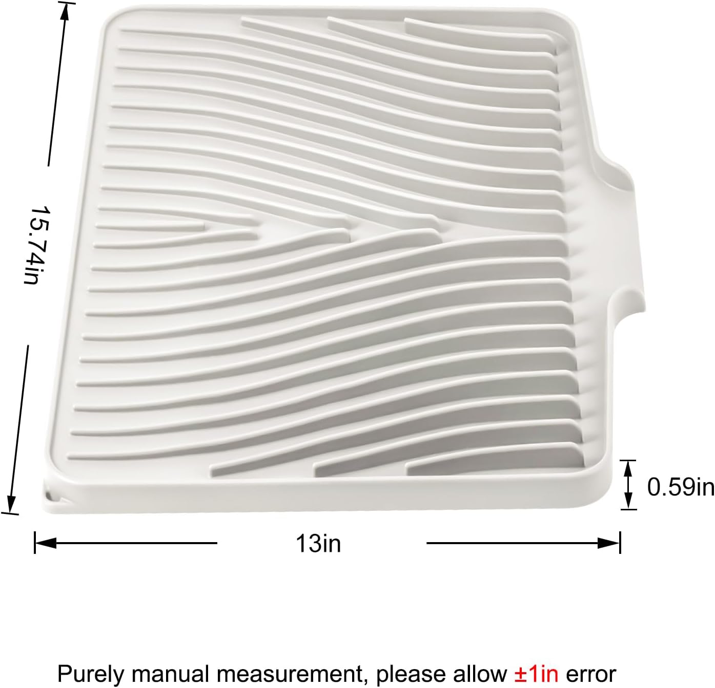 TIKNIK Silicone Dish Drying Mat for Kitchen Counter, Dish Drying Pad, Non-Slip Drain Pad with Built-in Drain, Heat Resistant Stone Drying Mat(40 L x 33 W cm, Grey)