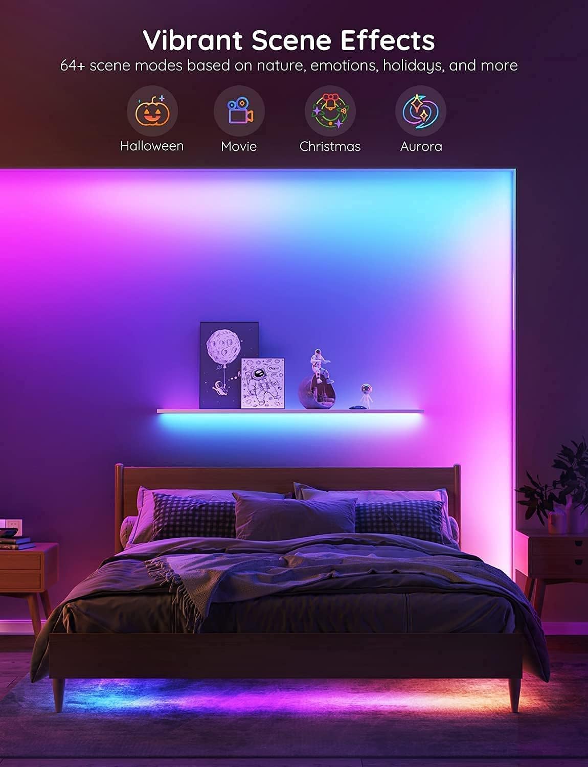 Govee RGBIC LED Strip Lights 100ft, Smart LED Lights Work with Alexa and Google Assistant, App Control Segmented DIY Multiple Colors, Color Changing Lights, LED Lights for Bedroom (NOT Waterproof)