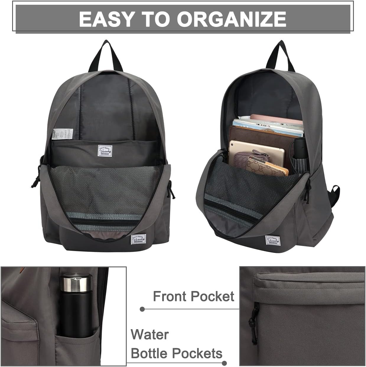 School Backpack for Kids, VASCHY Lightweight Water Resistant Casual Schoolbag Daypack for Men Women Teen Boys Girl Bookbag