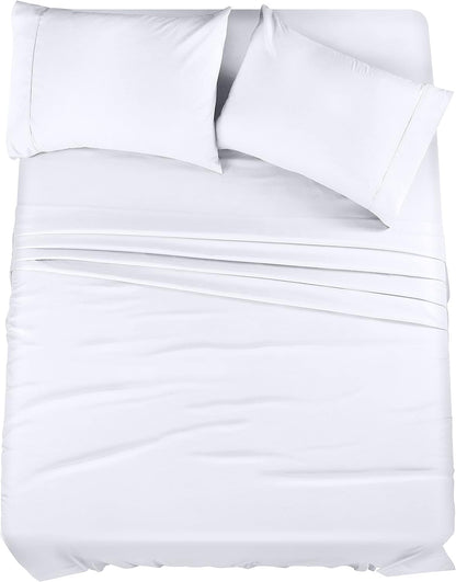 Utopia Bedding Queen Bed Sheet Set - 4 Piece Bedding - Soft Brushed Microfiber Fabric - Shrinkage & Fade Resistant - Easy Care (White)