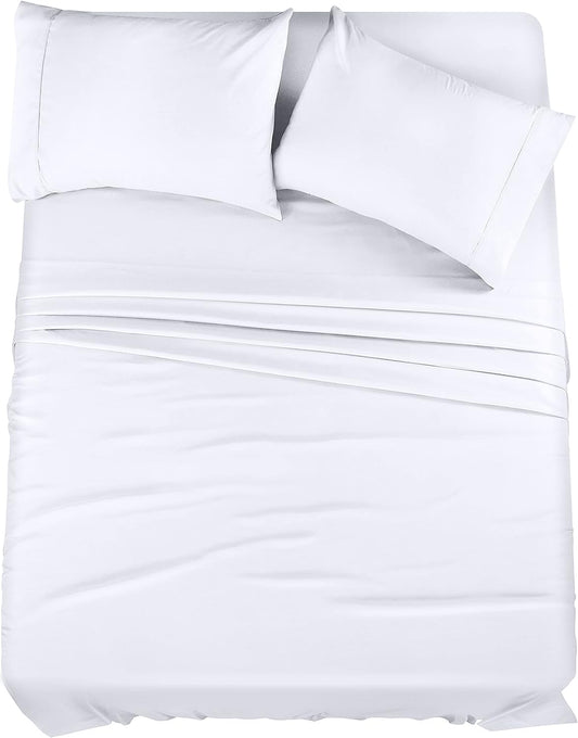 Utopia Bedding Queen Bed Sheet Set - 4 Piece Bedding - Soft Brushed Microfiber Fabric - Shrinkage & Fade Resistant - Easy Care (White)