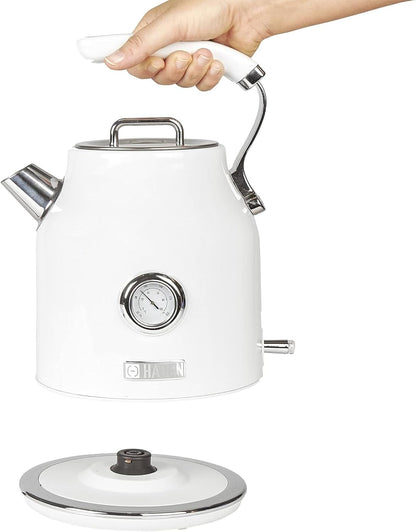 Haden Dorset 75070 Retro Stainless Steel Tea Kettle, 1500W Hot Water Kettle Electric Kettles for Boiling Water, 1.7L Black/Copper Electric Tea Kettles Automatic Shut Off, Boil-Dry Protection Tea Pots