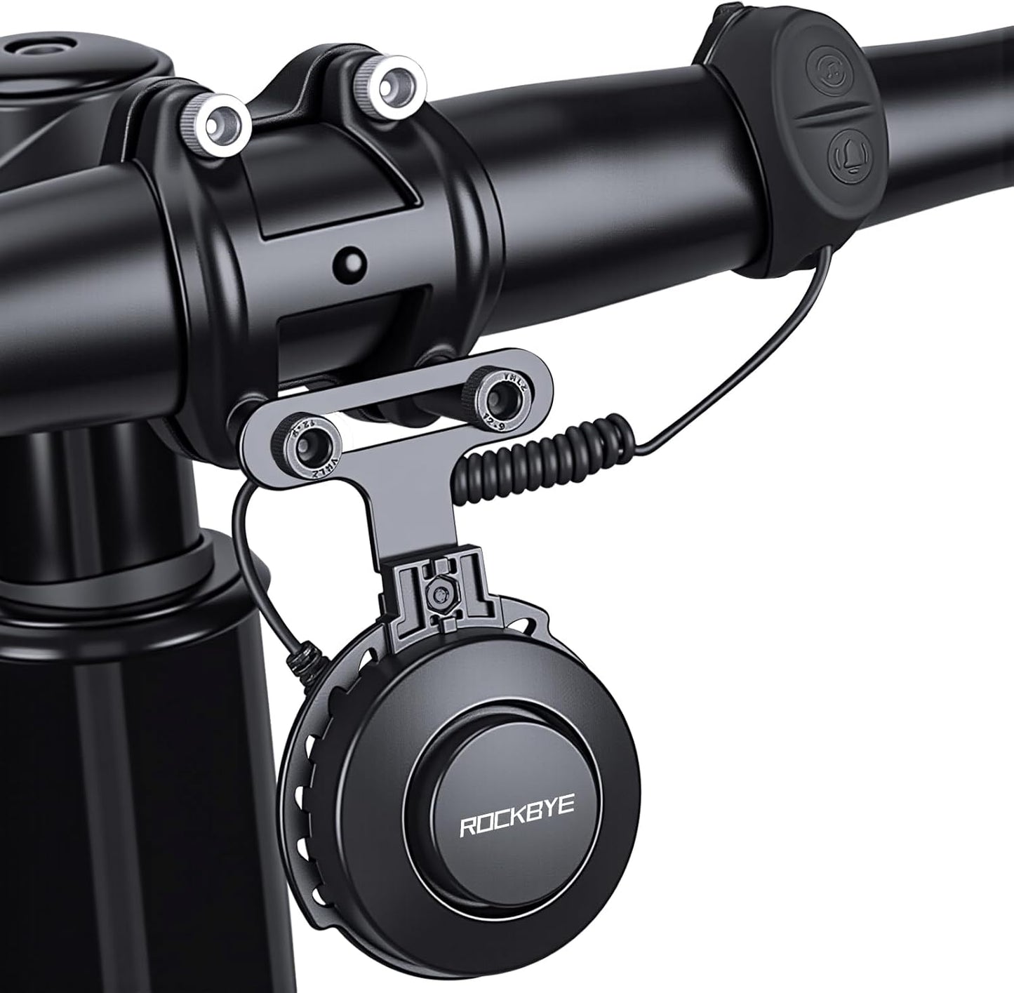 EQIIO Electric Bike Horn 120dB - 4 Sound Modes & Volume Adjustable, USB-C Rechargeable Bicycle Horn IP65 Waterproof, Dual Mount Bike Bell for Road Bike/Mountain Bike/Scooter (Compact & Anti-Slip)