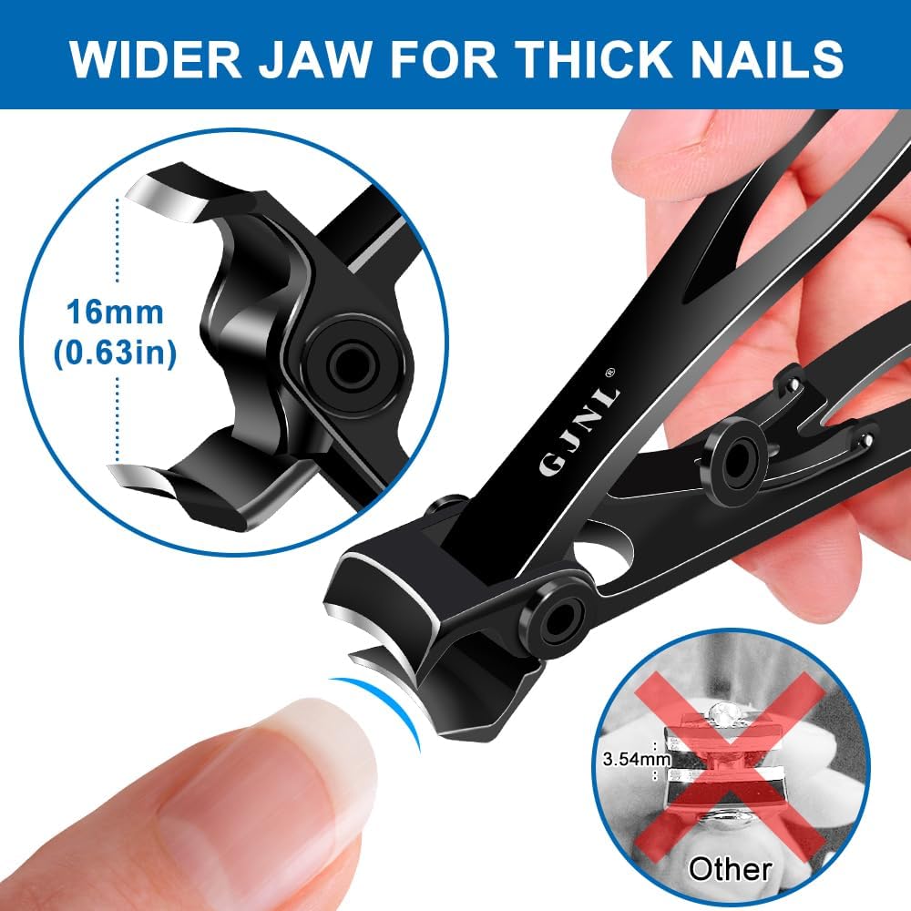 Nail Clippers for Men Thick Nails - Gifts for Men Dad Sharp Extra Large Heavy Duty Toesnail Clippers, 16mm Wide Jaw Opening Toenail Clippers for Seniors Nails Cutter