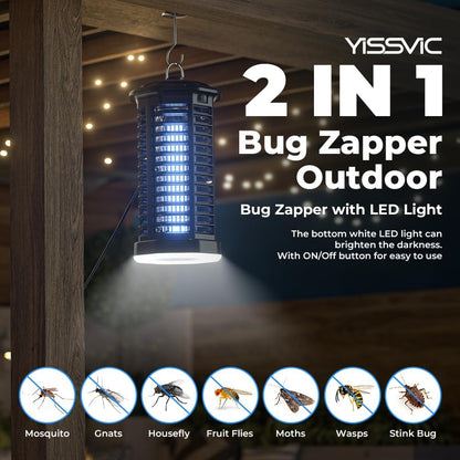 YISSVIC Bug Zapper Outdoor Indoor Waterproof Electric Mosquito Zapper Effective 4200V Plug in for Kitchen Patio Courtyard Garden Camping