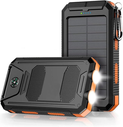 Solar Power Bank 20000mAh Portable Charger for Camping Essentials, USB C in&Out 5V3A Powerbank Fast Charging External Battery Pack for iPhone 17 Pro Max Air 16 15 14 13 12 and Android Cell Phone