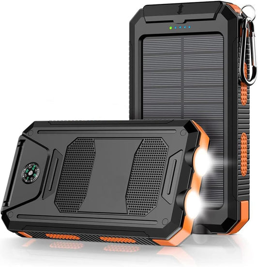 Solar Power Bank 20000mAh Portable Charger for Camping Essentials, USB C in&Out 5V3A Powerbank Fast Charging External Battery Pack for iPhone 17 Pro Max Air 16 15 14 13 12 and Android Cell Phone