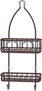 Hanging Shower Caddy Organizer with Hooks and Non-Slip Grip, Rust-Resistant Steel Bathroom Storage Rack, Bronze Finish - PuriLite