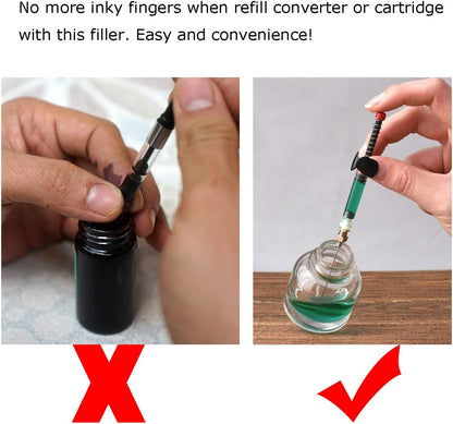 Asvine 5 Pack Fountain Pen Ink Syringe Filler, Spring Converter with Removable Blunt Needle Tip