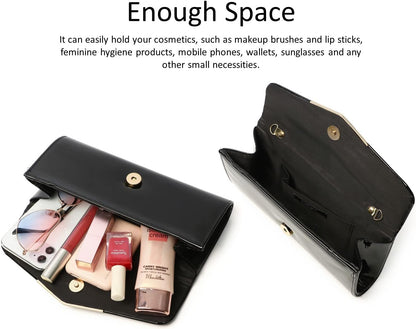 MUDUO Patent Leather Envelope Clutch Purse Shiny Candy Foldover Clutch Evening Bag for Women (7018-Silver)