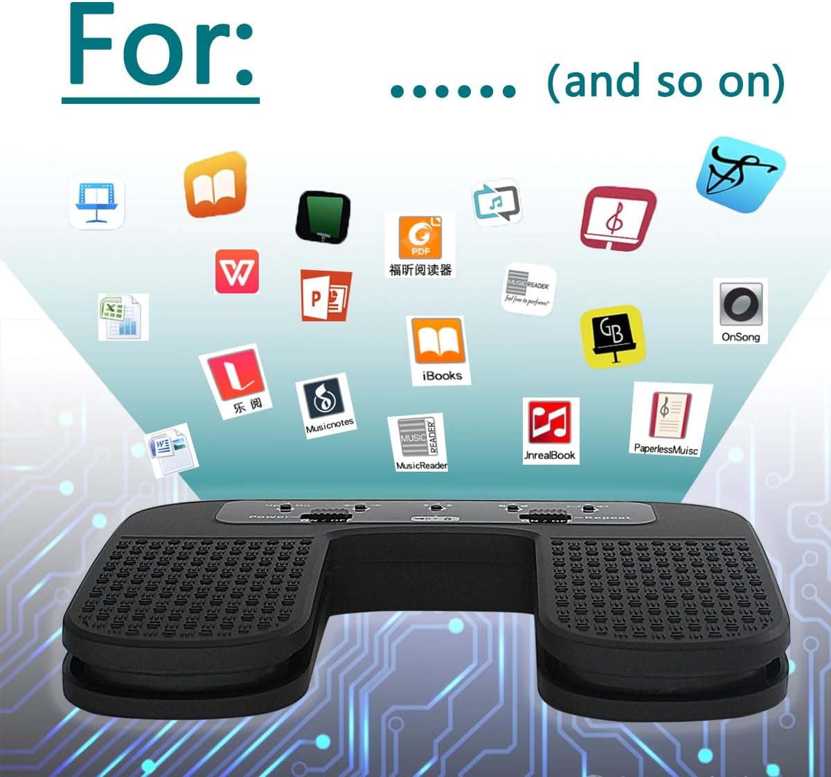 Yueyinpu Wireless Foot Pedal Hands-Free Music Page Turner for Tablets Smartphones Rechargeable Anti-Skid Pad (Classic)