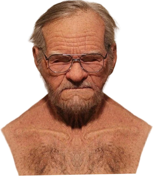 Old Man Mask, Realistic Breathable Latex Mask, Scary Halloween Props for Party, Costume, Cosplay, Masquerade, Realistic