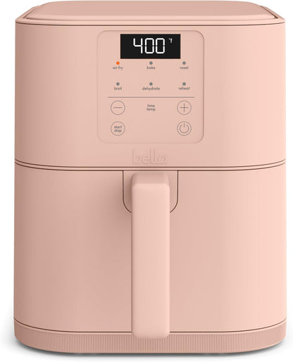 bella 4Qt Slim Air Fryer, Fits-anywhere Kitchenware, EverGood Ceramic Nonstick Coating, Adjustable Temperature, 6 Preset Cooking Options, 60 Min Auto Shutoff w Audible Tone, 3.3lb Capacity, Surf
