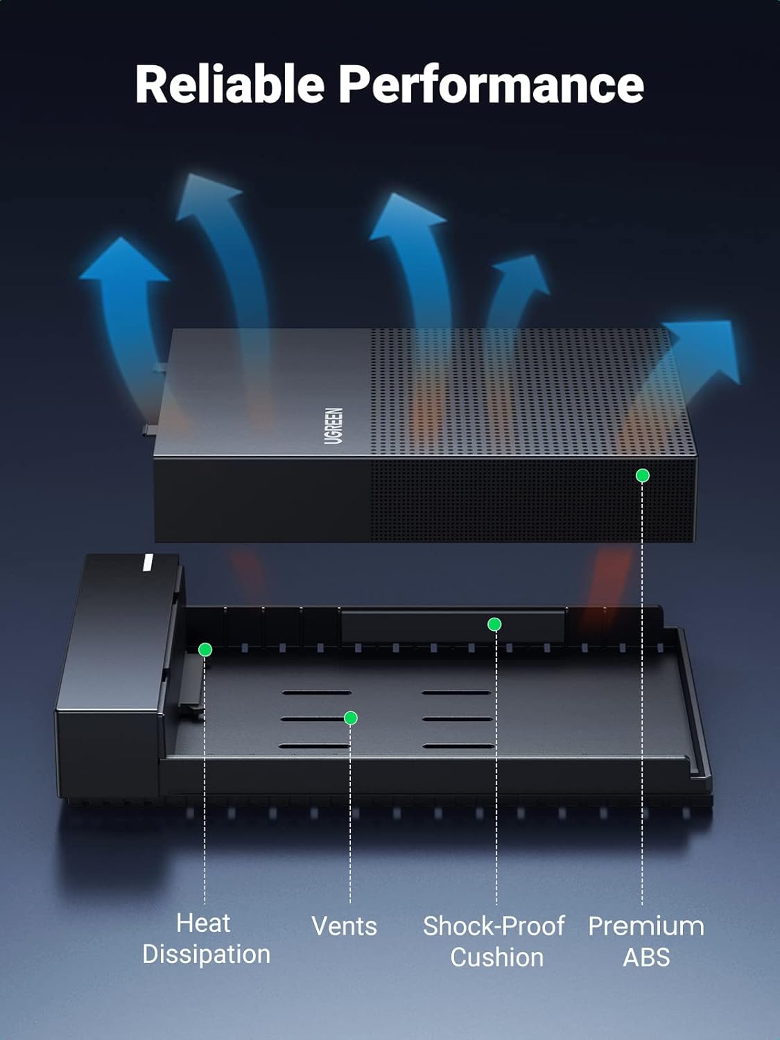 UGREEN Hard Drive Enclosure 3.5 2.5 Inch SSD Enclosure, USB 3.0 to SATA HDD Case with 12V Power Adapter, Fast 5Gbps with UASP for Windows, macOS, Linux, SATA III II I, Tool-Free, Heat Dissipation