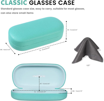 molshine Hard Shell Leather Sunglasses Case,Classic Large Glasses Case for Women Men,Sunglass Eyeglasses