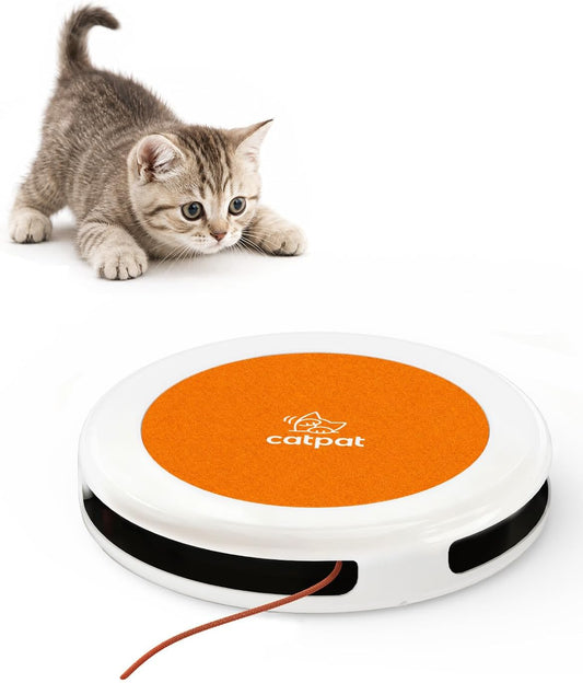 Interactive Cat Toys for Indoor Cats, Automatic Cat Toy with Tap to Wake & Auto Restart Modes, Battery Powered Self Play Toy with Replaceable Swinging String for Hunting & Daily Exercise