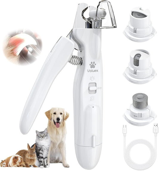 VOLUEX Dog Nail Grinder, Upgraded 2-in-1 Dog Nail Clippers Electric Pet Nail Trimmer with LED Light, Professional Safe Paws Grooming & Smoothing for Large, Medium, Small Dogs & Cats