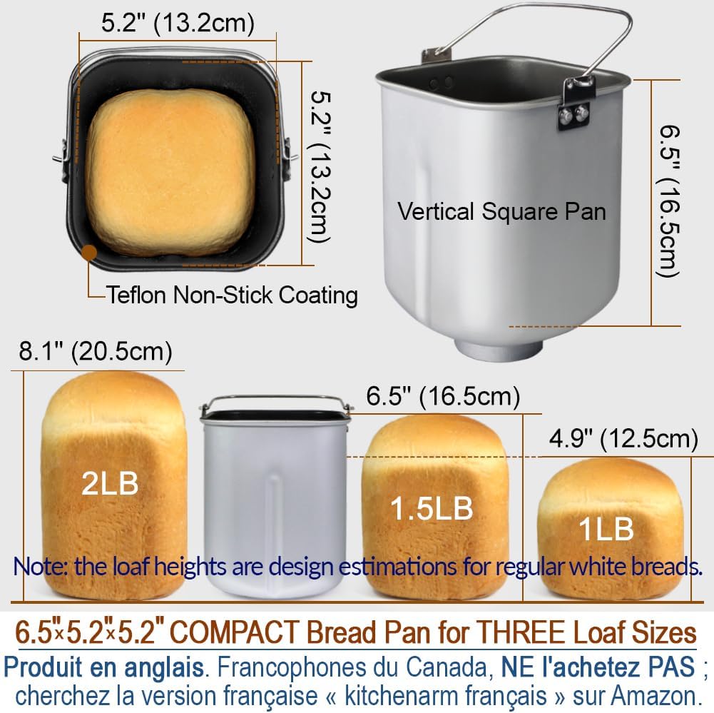 KITCHENARM 29-in-1 SMART Bread Machine with Gluten Free Setting 2LB 1.5LB 1LB Bread Maker Machine with Homemade Cycle - Stainless Steel Breadmaker with Recipes Whole Wheat Bread Making Machine