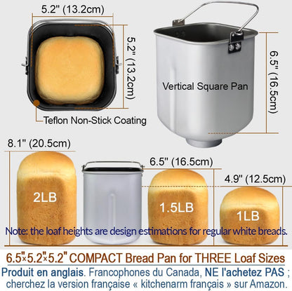 KITCHENARM 29-in-1 SMART Bread Machine with Gluten Free Setting 2LB 1.5LB 1LB Bread Maker Machine with Homemade Cycle - Stainless Steel Breadmaker with Recipes Whole Wheat Bread Making Machine