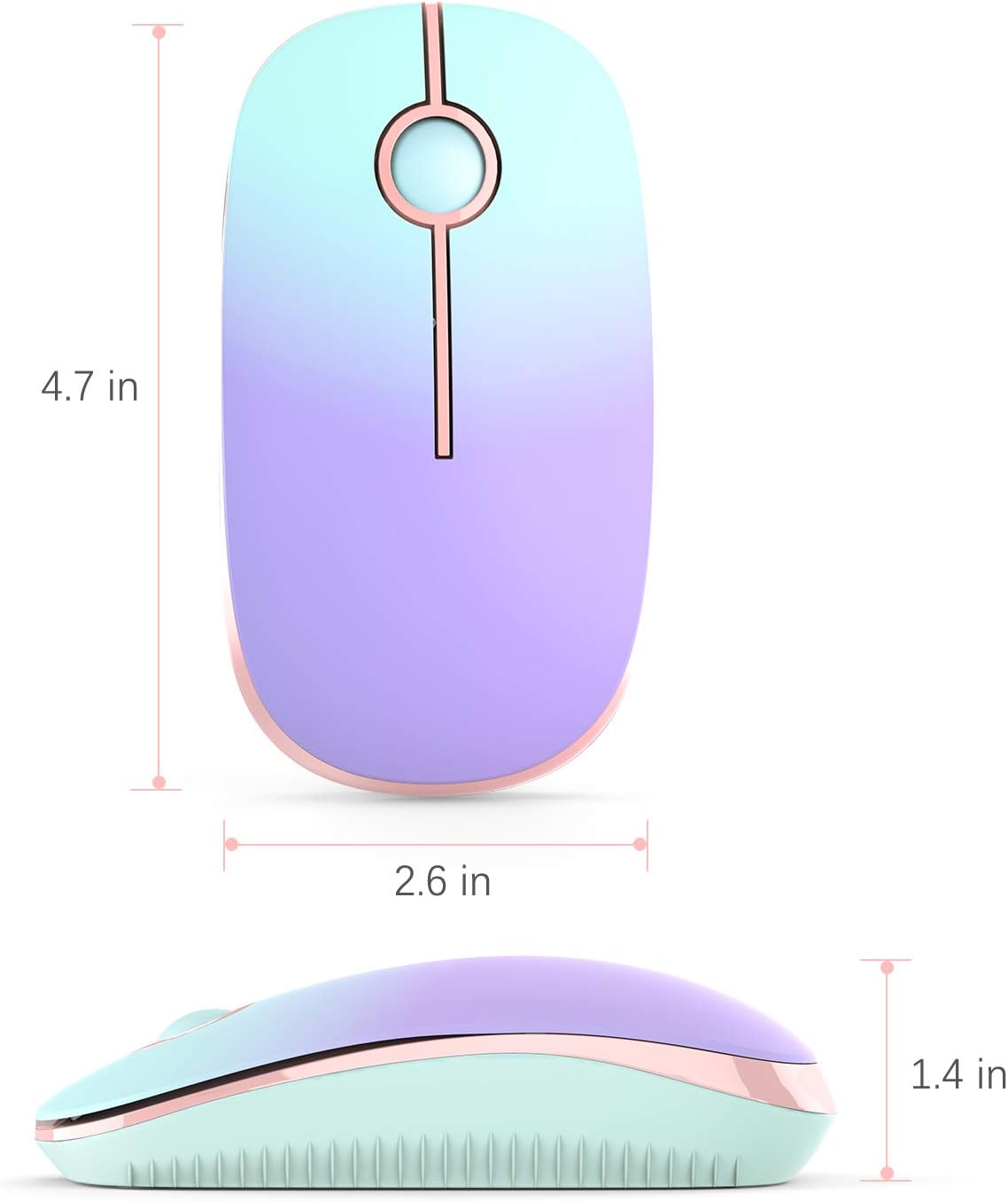 Wireless Mouse, Vssoplor 2.4G Slim Portable Computer Mice with Nano Receiver for Notebook, PC, Laptop, Computer-Black and Silver