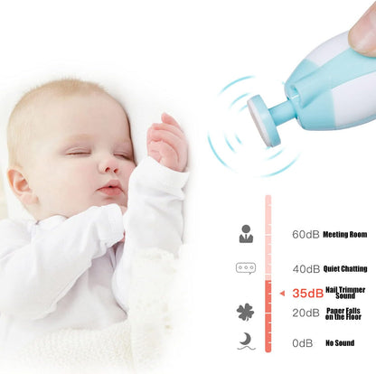 Baby Nail Trimmer - Electric Safe Baby Nail File, Trim Polish Grooming kit, Safe for Infant Newborn Toddler Girls Boys Adults, with LED Light, 6 Grinding Heads, Blue
