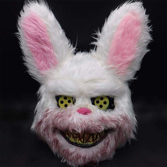 Halloween Scary Mask Bear Rabbit Bunny Mask, Bloody Plush Head Mask, Cosplay Costume Props Halloween Party Red Brown Black