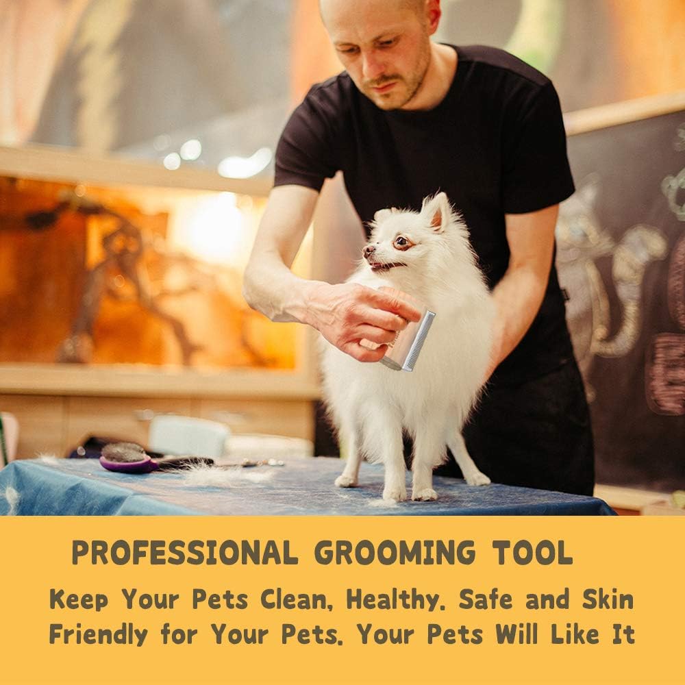 Deshedding Grooming Tool for Dogs, Cats & Horses, Ergonomic Design Wood Groom Brush, Professional Pet Groomer, Painlessly Remove for Short & Long Hair, Fur & Dirt - 5 Inches